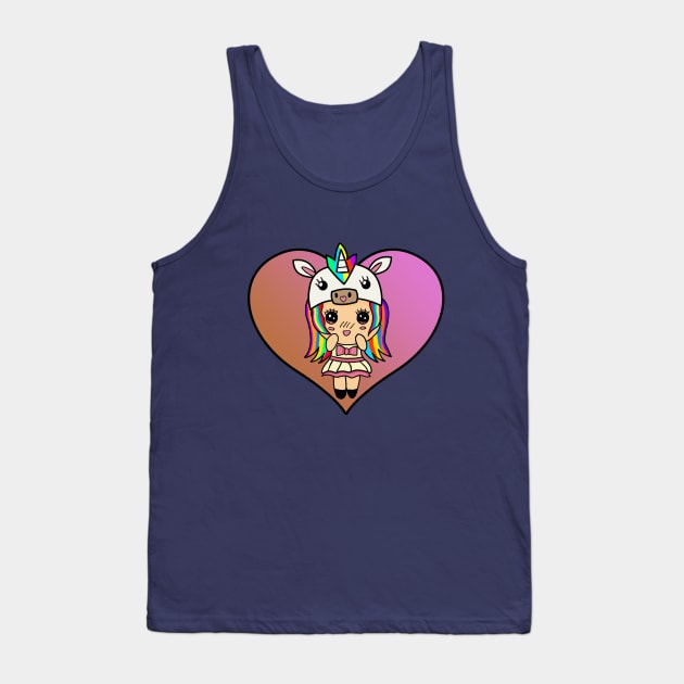 Kawaii Unicorn Tank Top by Duskrose